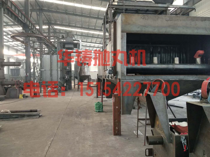 關(guān)注拋丸機價格及質(zhì)量，設(shè)備生產(chǎn)現(xiàn)場圖